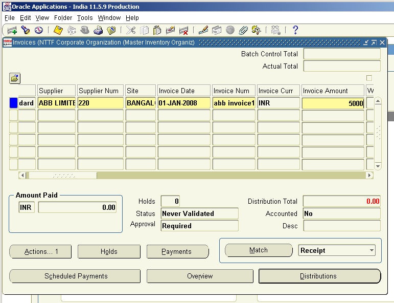 Oracle Apps Epicentre Purchase Order Creation