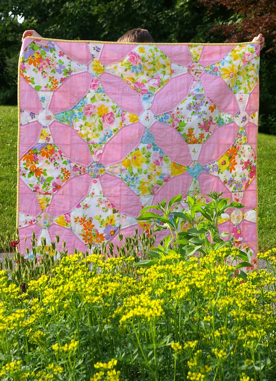 Vintage Sheet Quilt Completed! During Quiet Time