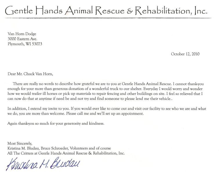 van horn auto group blog thank you letter from gentle hands animal dire need letter