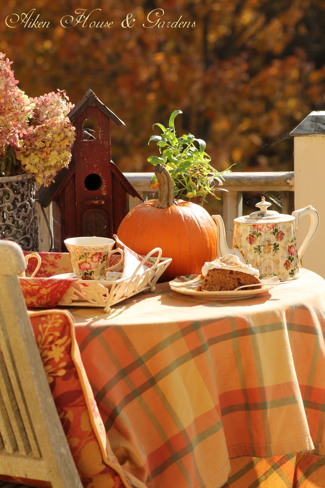Aiken House & Gardens Balcony Autumn Tea