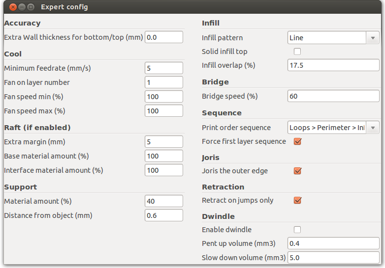 3D printer improvements Review settings for Cura (3D printing front