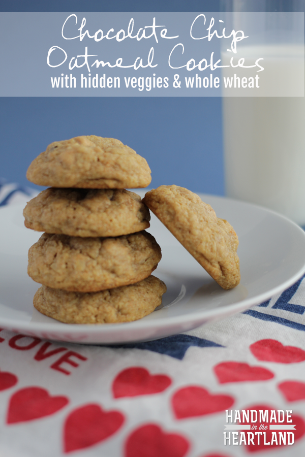 Chocolate Chip Oatmeal Cookies with Hidden Veggies and Whole Wheat