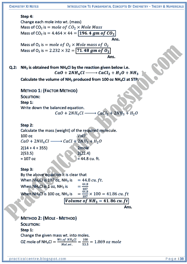 Introduction To Fundamental Concepts Of Chemistry - Theory And Numericals (Examples And Problems) - Chemistry XI