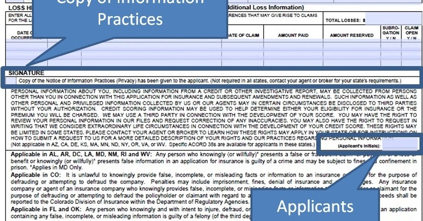 SimplyEasierACORDForms ACORD 125 Signature Section