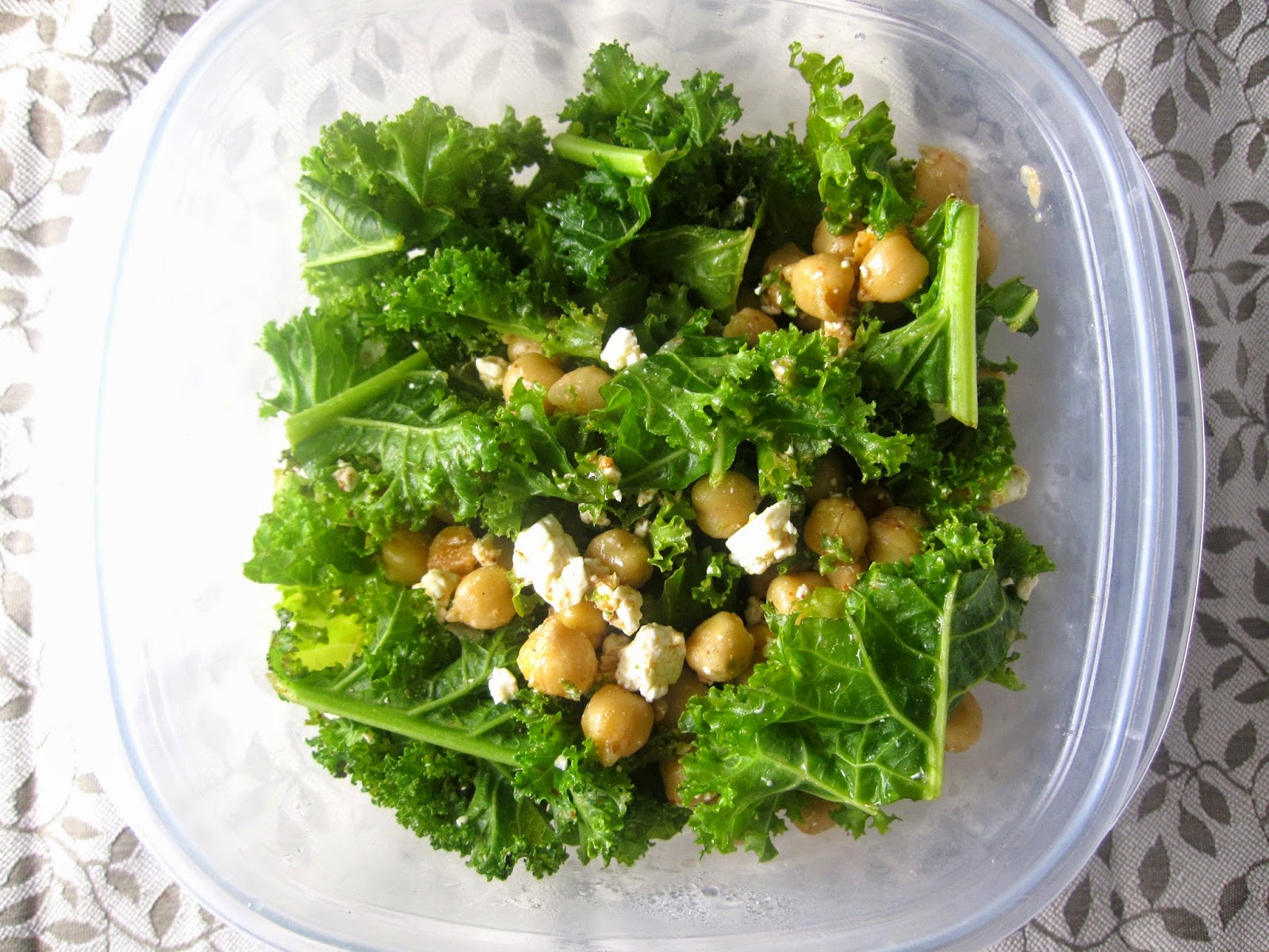 Feta Chickpea and Kale Salad