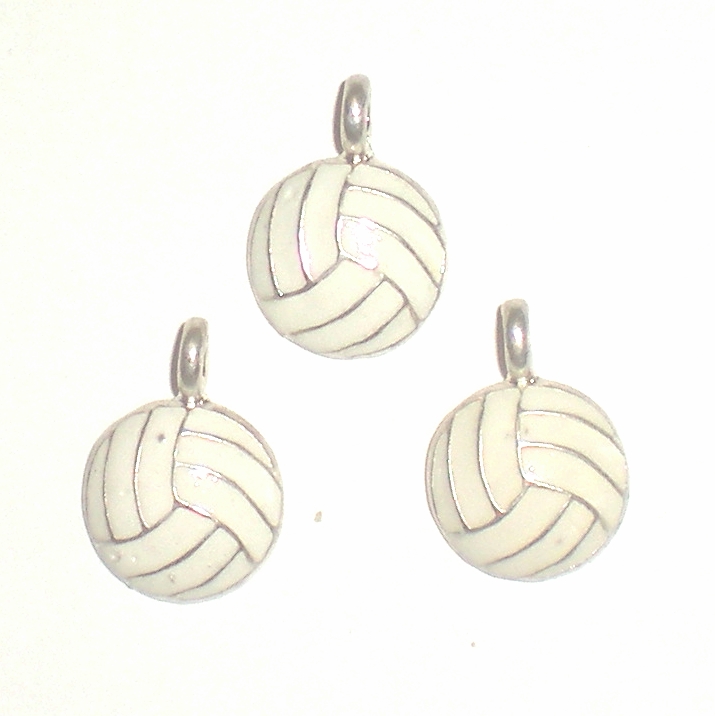Charm Gurlz Silver Tone Enamel Volleyball Charms