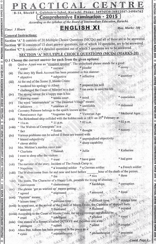 practical centre guess papers 2015 class 11th