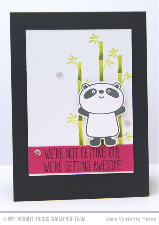 Getting Awesome Card by Vera Wirianta Yates featuring the Miss Tiina Happy Pandas and Piece of Cake stamp sets #mftstamps