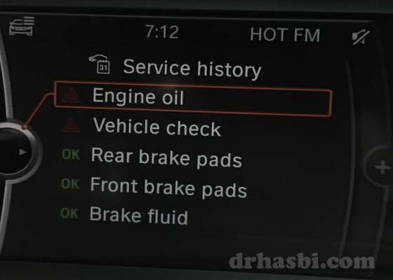 engine oil change overdue Sistem iDrive BMW yang canggih