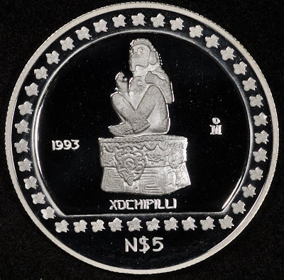 Mexican commemorative coin pesos Xochipilli