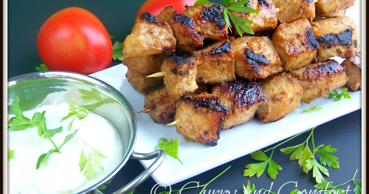 Kitchen Simmer Pork Kebabs with Yogurt Mint Sauce
