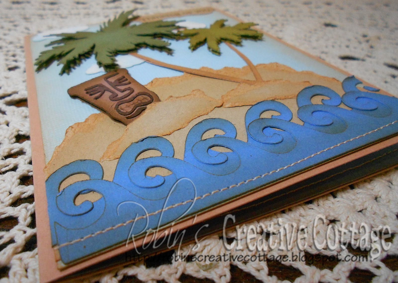 Robin's Creative Cottage Thinking of You Island of Palm Trees Card