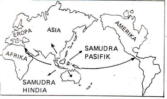 Letak geografis indonesia berada di antara dua benua dan dua samudra, yaitu