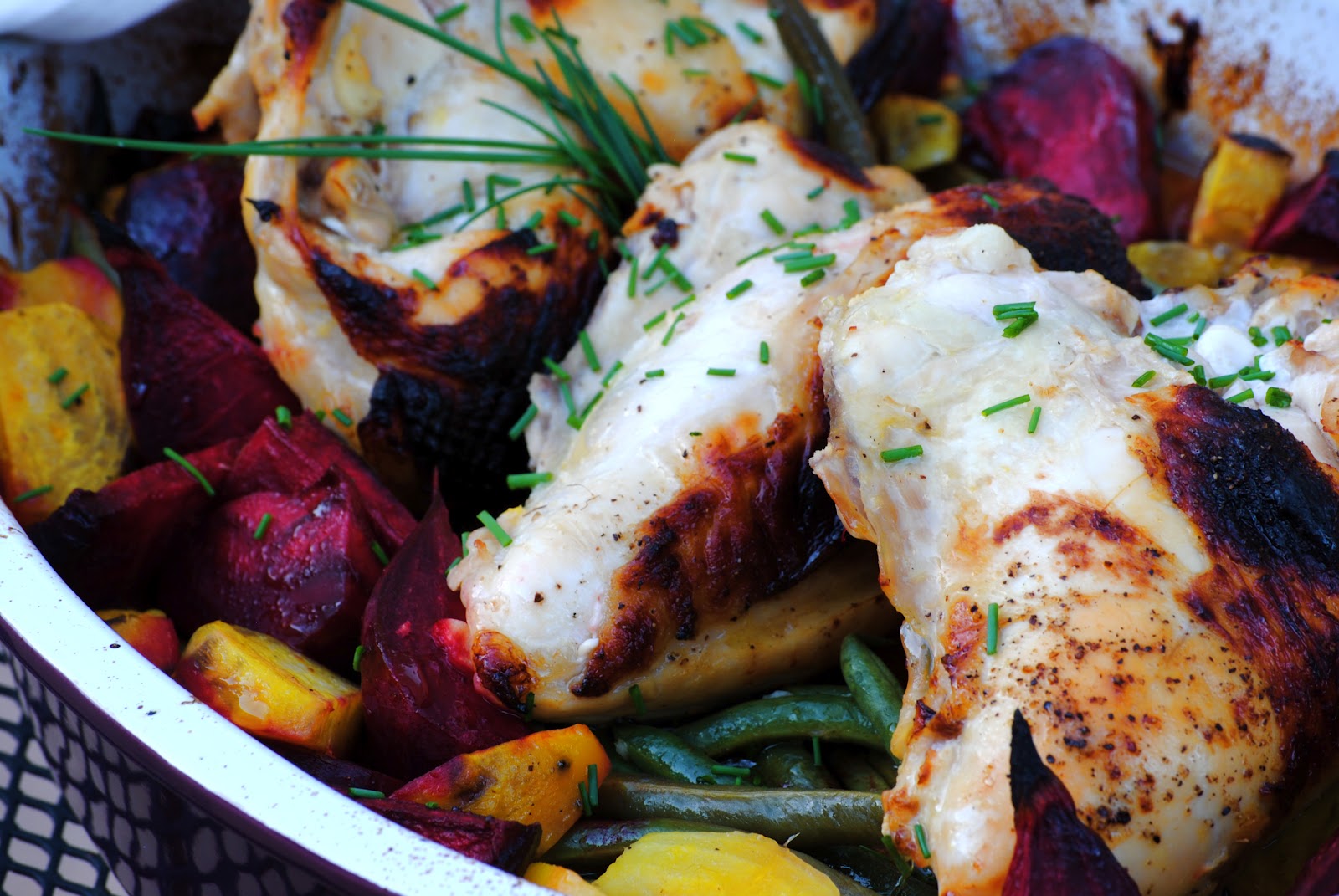 Orange Roasted Chicken with Beets and Green Beans Virtually Homemade