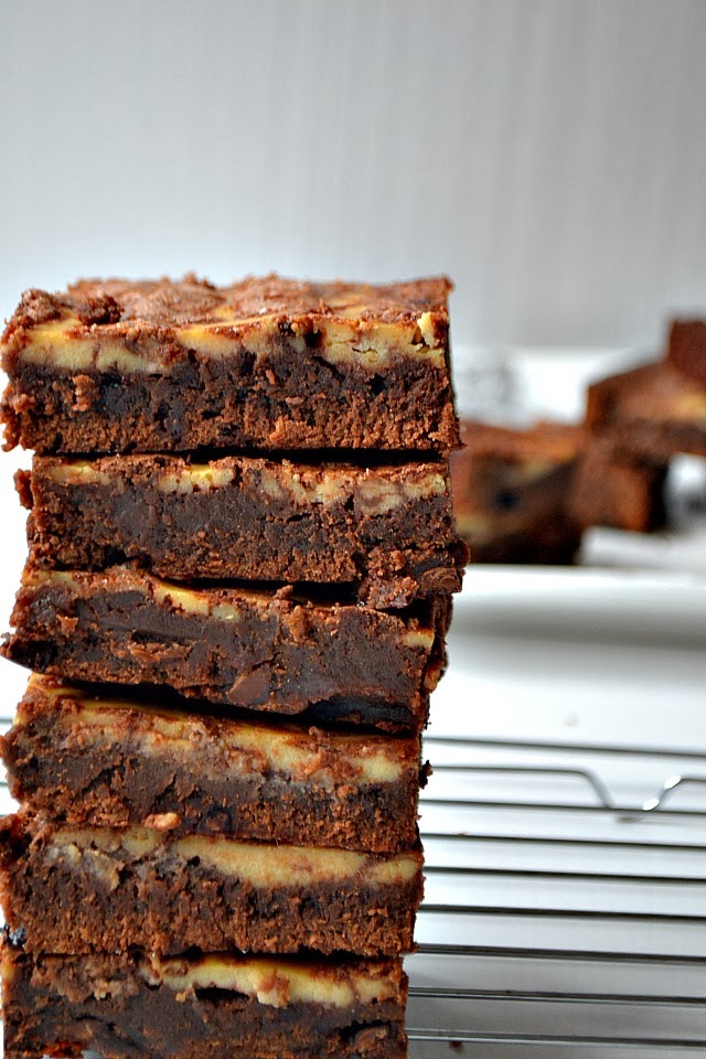Bakeaholic Mama Sour Cream Espresso Brownies with Salted Caramels