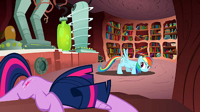 Rainbow and Twilight in the latter's lab