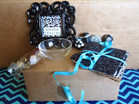Black and white modern miniature picture frame, bowl, beads, fabric pieces and battery adapter