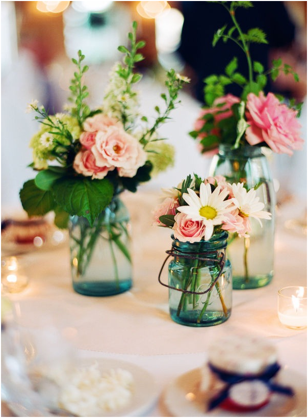 Wedding Inspiration Flowers + Mason Jars Love Little Gems