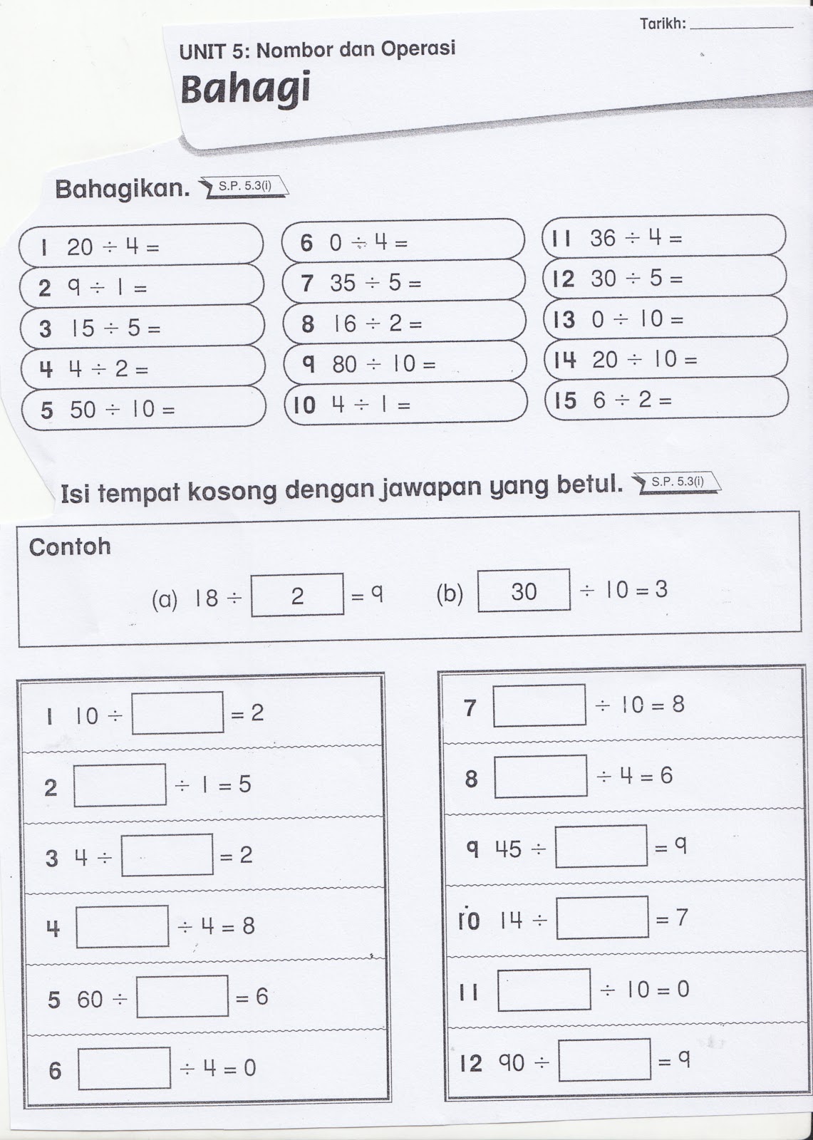 Tajuk Darab Matematik Tahun 2nama Tarikh Math Worksheets 1st Grade Worksheets Math