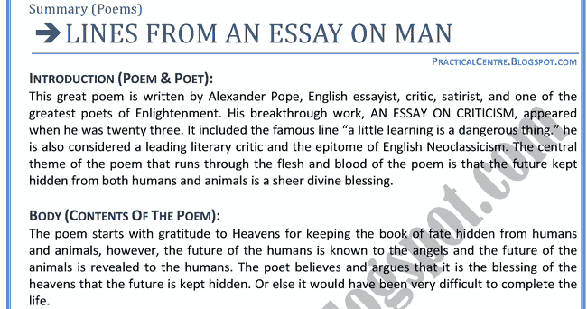 An essay on criticism analysis by alexander pope