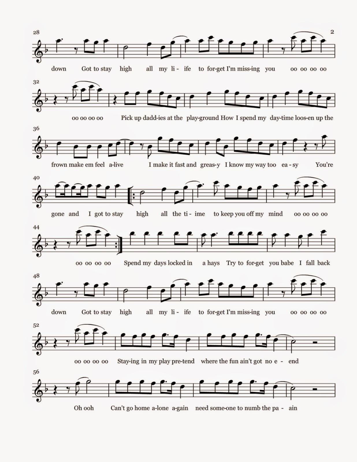 stay rihanna free piano sheet music pdf