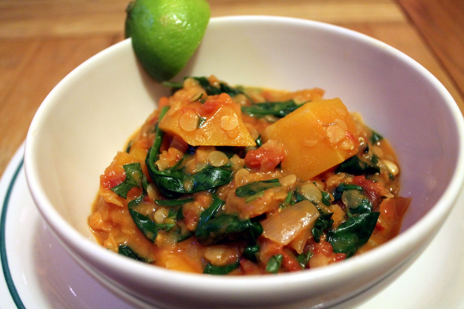 Serena's Medium Rare Squash, Lentil & Spinach Thai Red Curry A