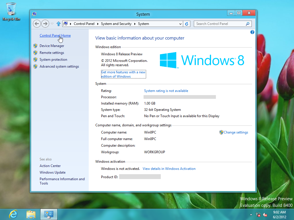windows 8 release preview build 8400 activator key