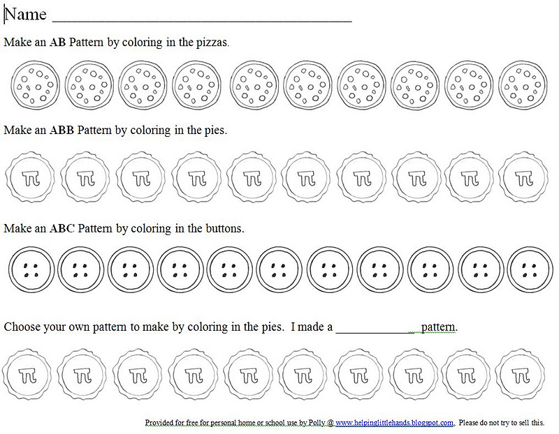 Patterns In Kindergarten Math Worksheets