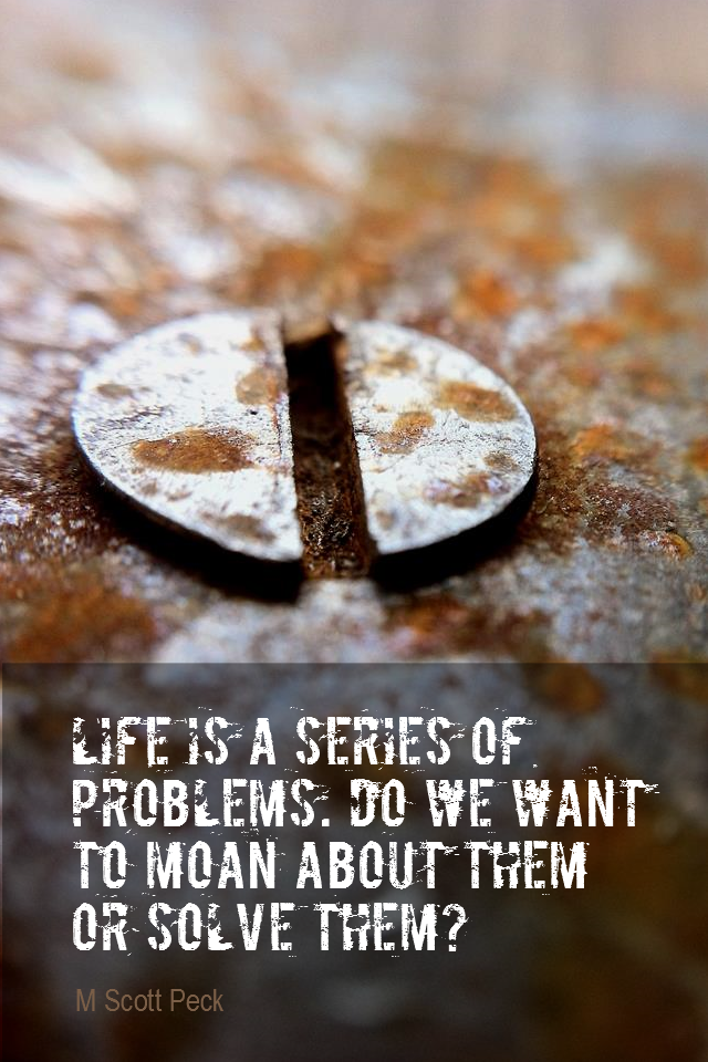 visual quote - image quotation for PROBLEMS - Life is a series of problems. Do we want to moan about them or solve them? - M Scott Peck