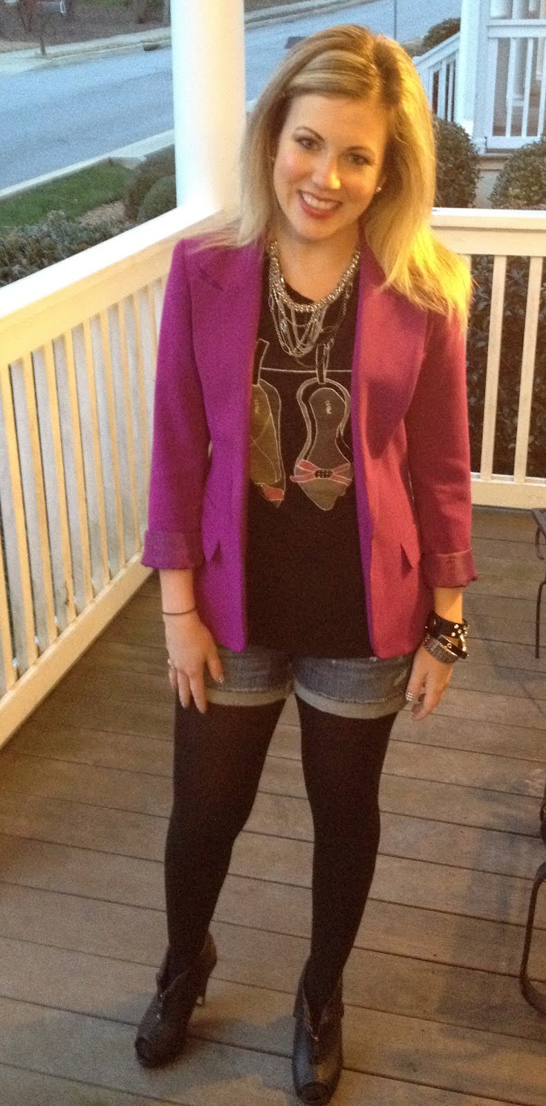 80s denim shorts over leggings