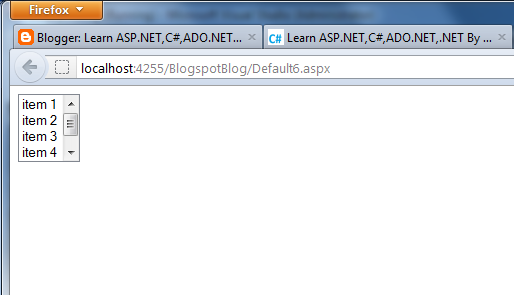 ListBox Control in asp.net output