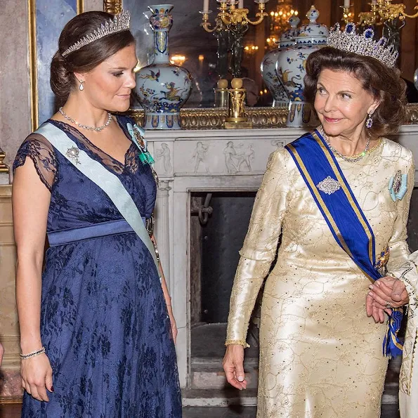 King Carl Gustaf and Queen Silvia of Sweden, Crown Princess Victoria of Sweden and Prince Daniel, Prince Carl Philip of Sweden attended the banquet held for Tunisian President Beji Caid Essebsi 