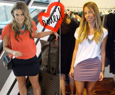 saia colada com blusa solta