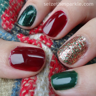 Red, Green, and Gold Nails