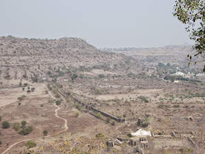 Ruins of the walled city of Daulatabad seen from summit of Fort.