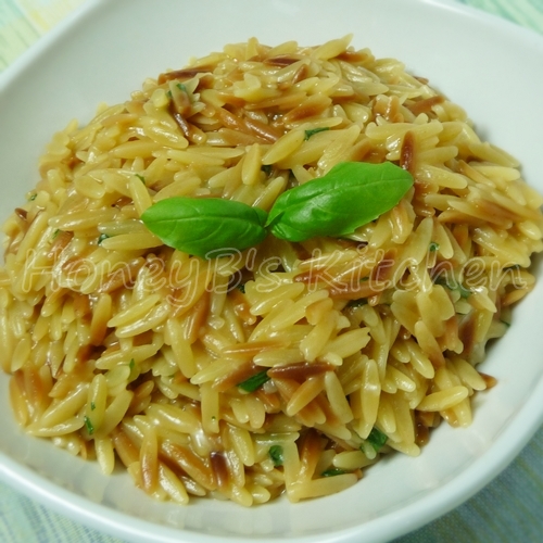 Cheesy Orzo Pasta with Basil Grumpy's Honey Bunch