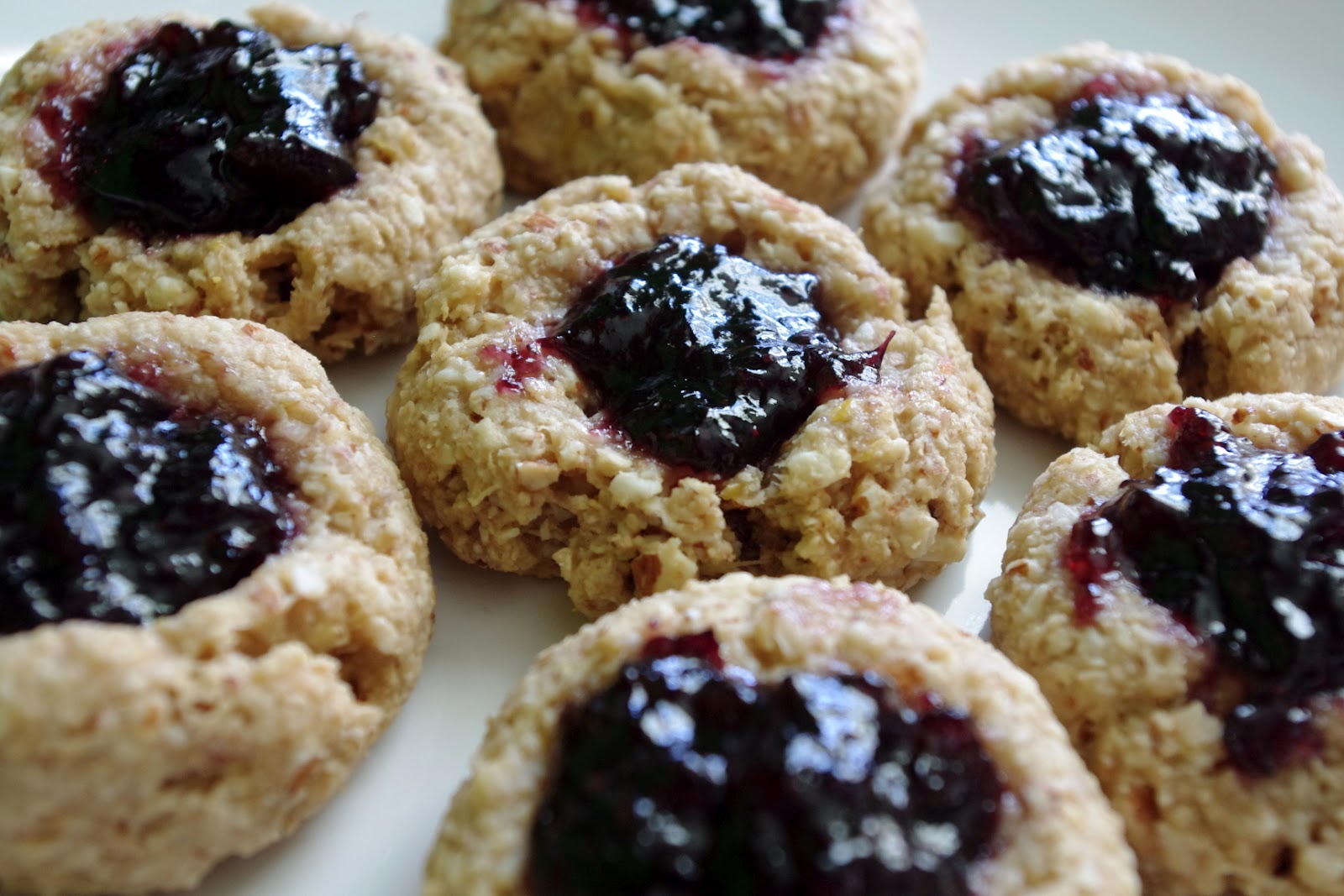 Bite me, I'm vegan LemonAlmondBlueberry Thumbprint cookies