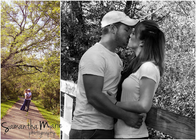 beautiful couple on path kissing