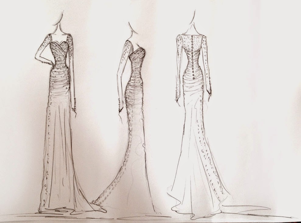 dress design sketches by Alexandra King