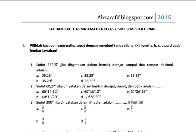 Paket Soal Matematika Kelas X dan XI SMK Semester Genap ~ Blog Seputar Dunia Pendidikan Paket Soal Matematika Kelas X dan XI SMK Semester Genap ~ Blog Seputar Dunia Pendidikan
