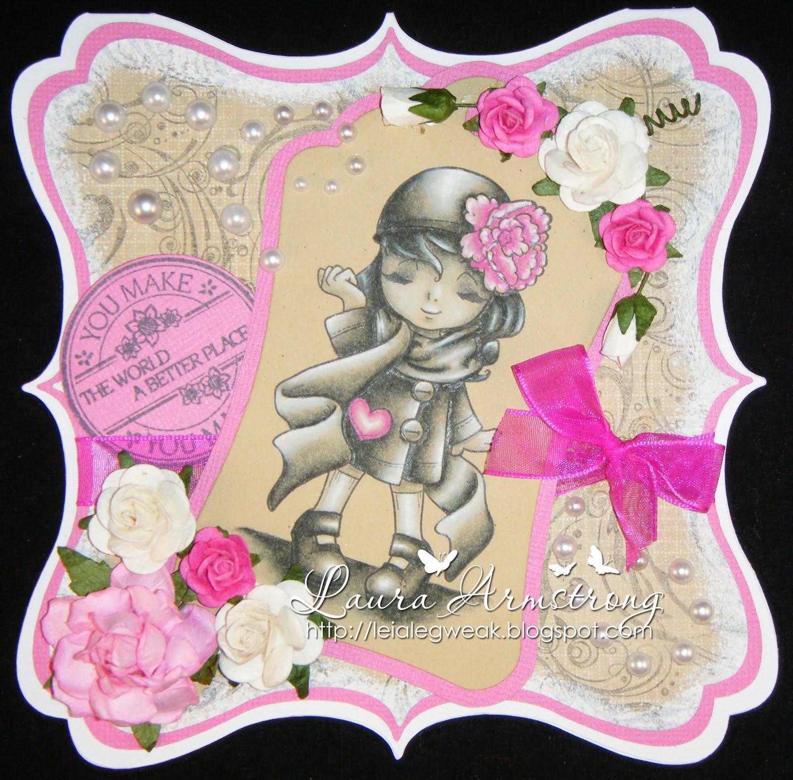 Leia Legweak's Handmade Crafts Pink Kraft Card