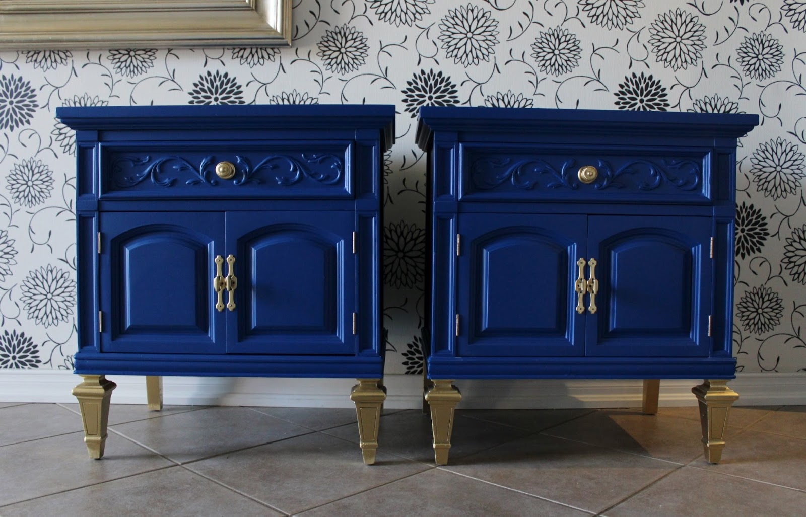 Retiqued by Rae Bond Cobalt and Gold Nightstands