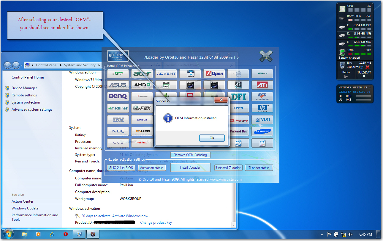 Windows 7 loader v1.9 x86 x64 by daz all languages