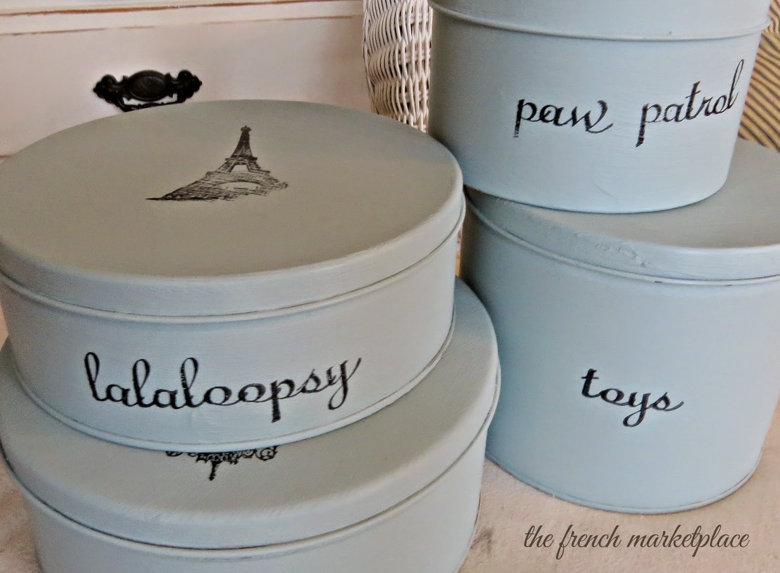 Musings From A French Cottage Pretty Painted Tins for Storage