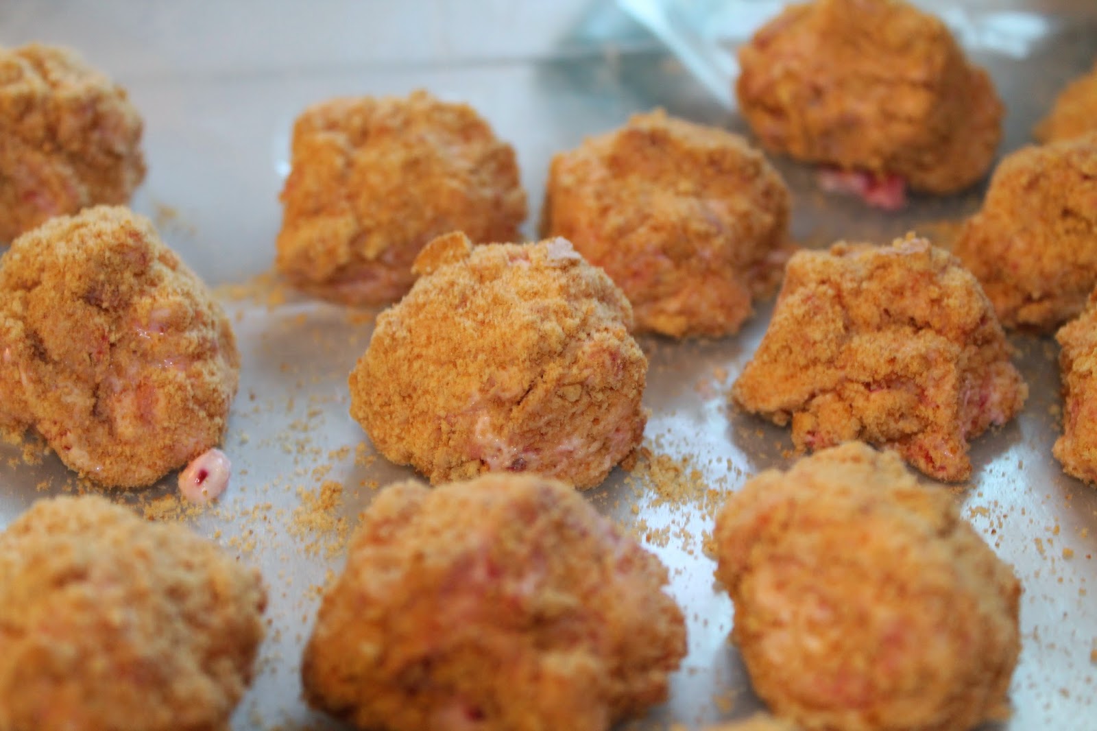 Honey & Butter Frozen Strawberry Cheesecake Balls