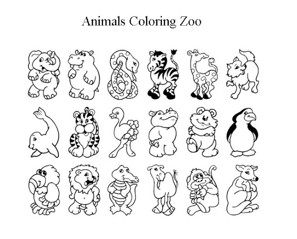 Cute Zoo Animals Coloring Pages