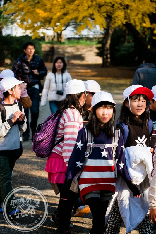 School children at Osaka Castle Park