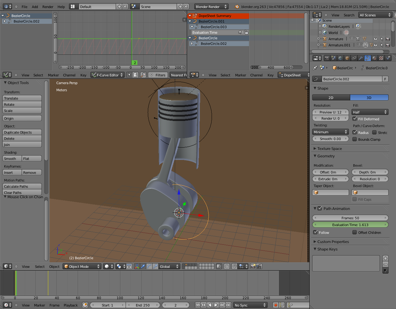 blender4d Test d'animation bielle piston pour un tutoriel dans