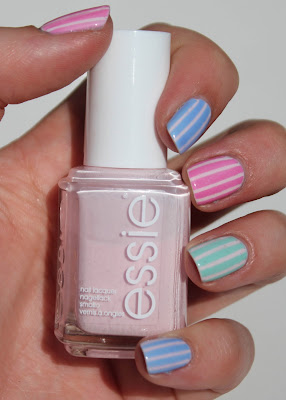 Essie Pastel Stripes Nail Art with Fiji