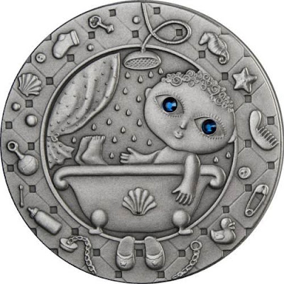 Gift Aquarius Horoscope Zodiac Swarovski Silver Coin